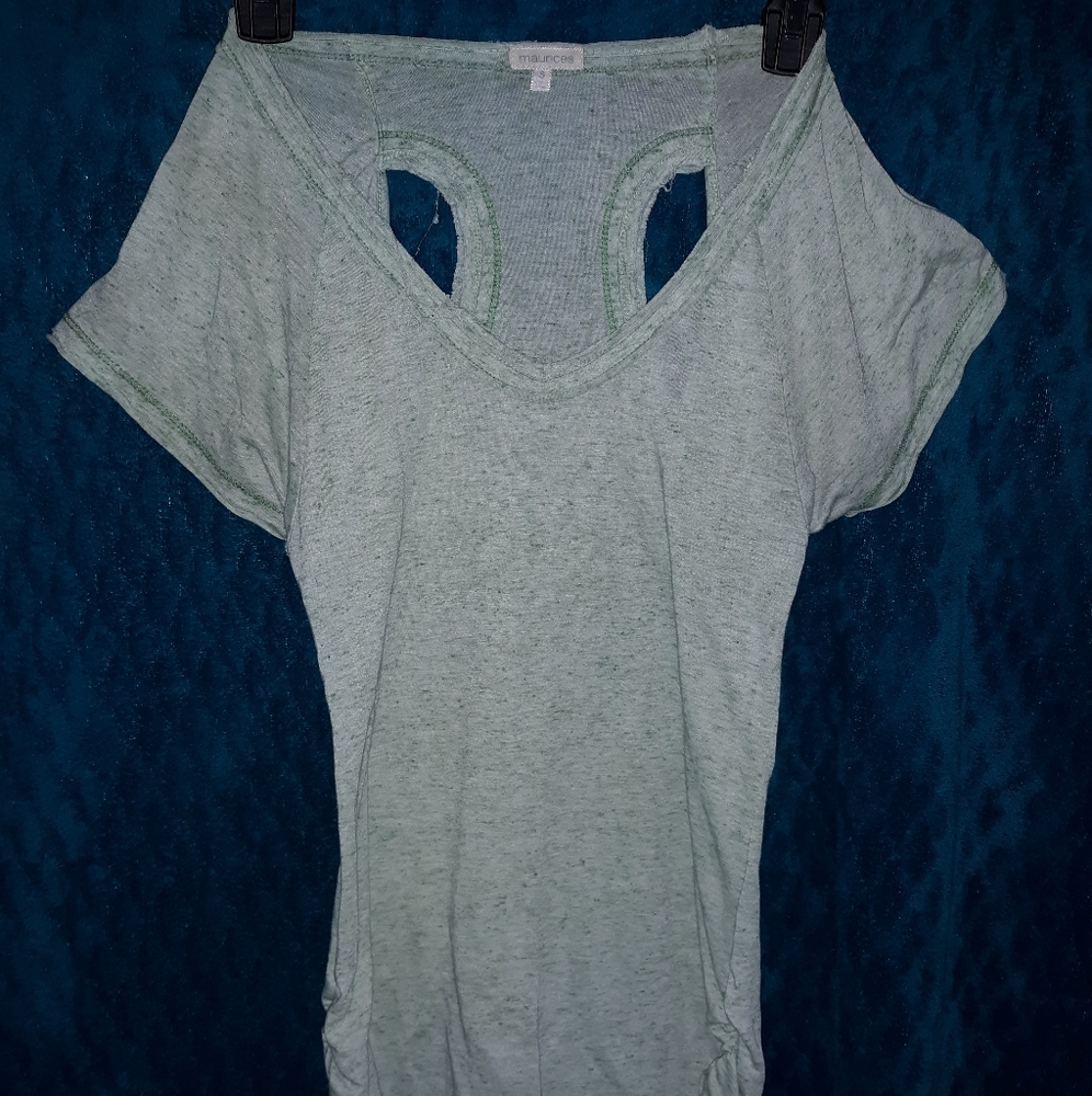 Maurice's light green shirt